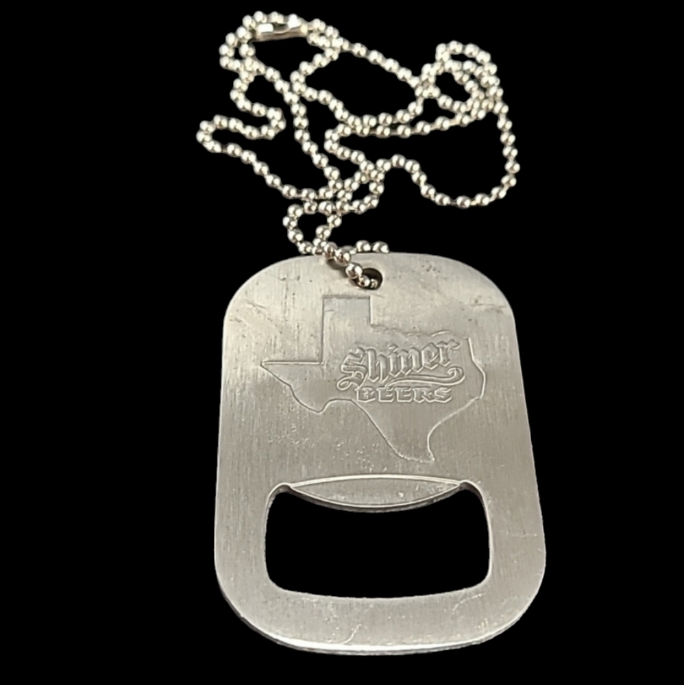 NEW SHINER BEER DOG TAG BOTTLE OPENER WITH CHAIN